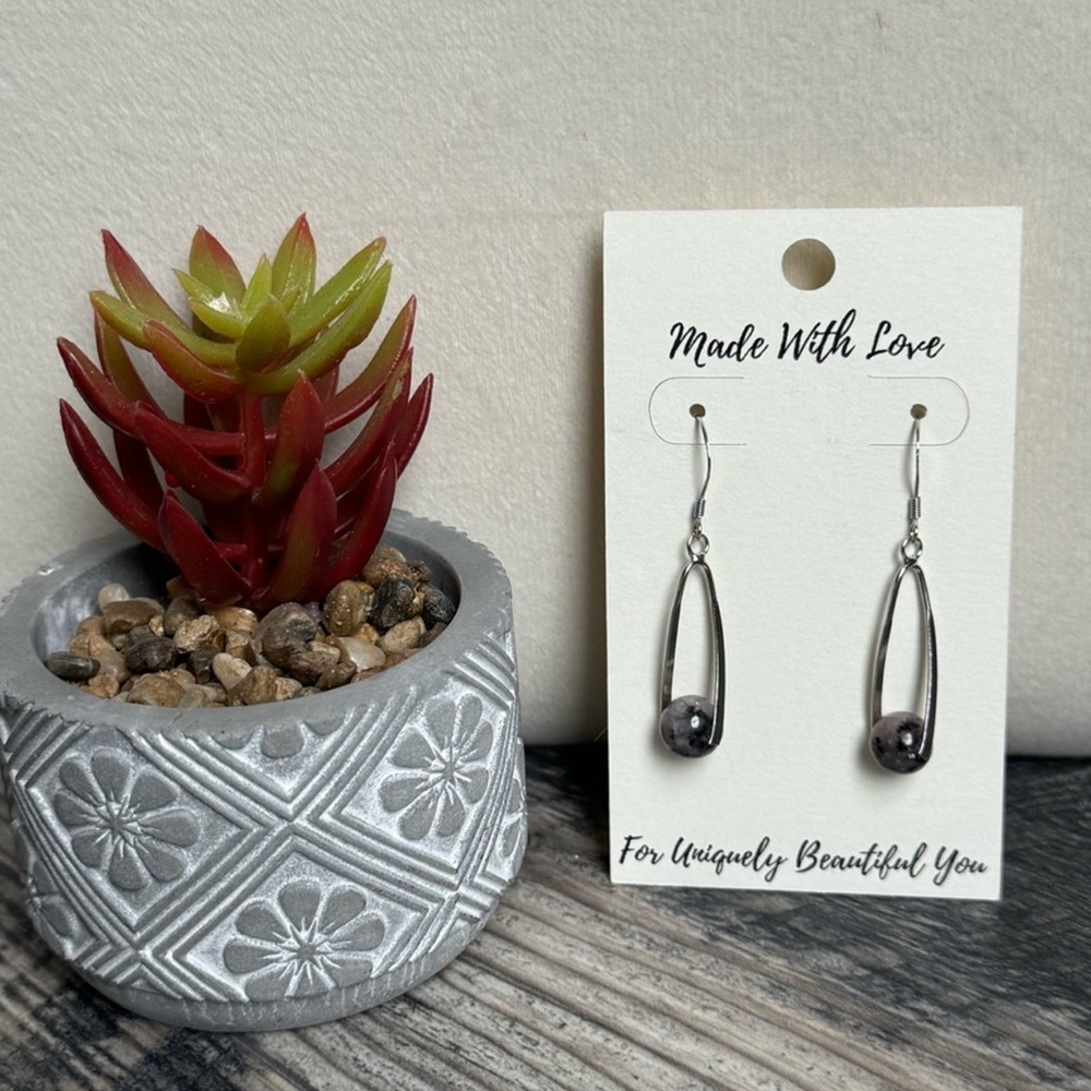 Handcrafted Lepidolite Sterling Silver Dangle Earrings